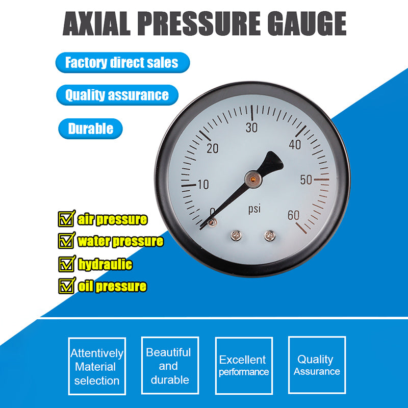 TS-Y50Z-60psi Vacuum Pressure Gauge 0-60 PSI Water Gas Air Pressure Gauge Compressor 1 / 4inch NPT Bottom Mount TS-Y50Z-60psi Vacuum Pressure Gauge 0-60 PSI Water Gas Air Pressure Gauge Compressor 1 / 4inch NPT Bottom Mount